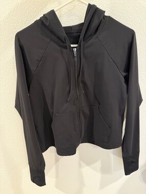 Fabletics Black Full-Zip Hooded Jacket